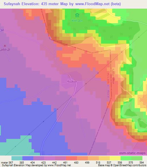 Sufaynah,Syria Elevation Map