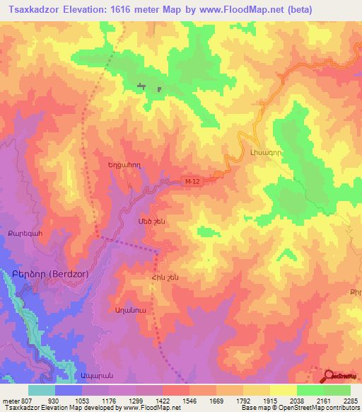 Tsaxkadzor,Azerbaijan Elevation Map