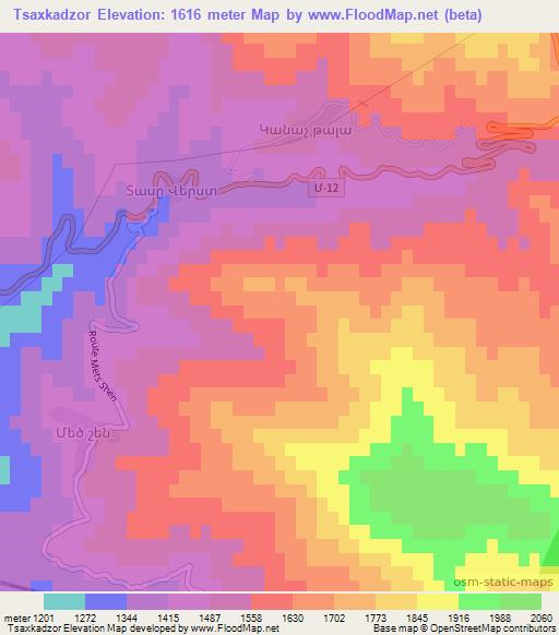 Tsaxkadzor,Azerbaijan Elevation Map
