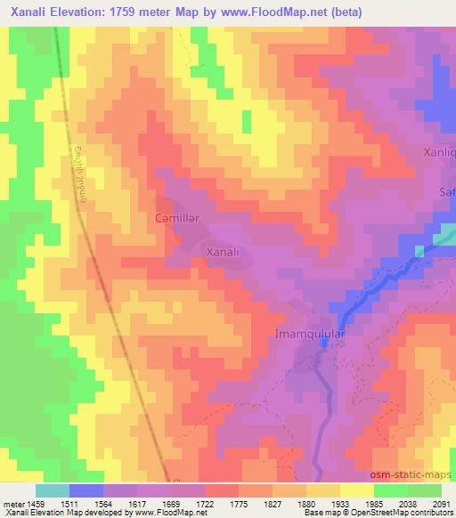 Xanali,Azerbaijan Elevation Map