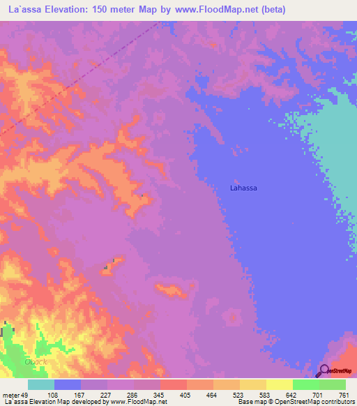La`assa,Djibouti Elevation Map