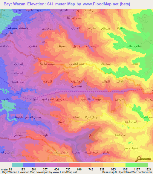 Bayt Wazan,Syria Elevation Map