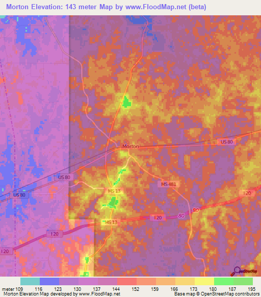 Morton,US Elevation Map