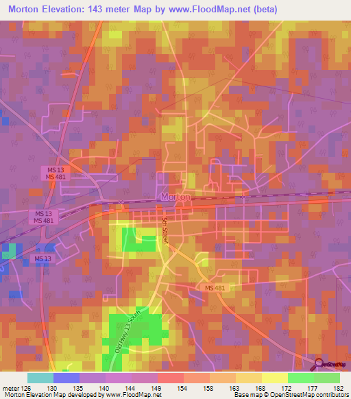 Morton,US Elevation Map