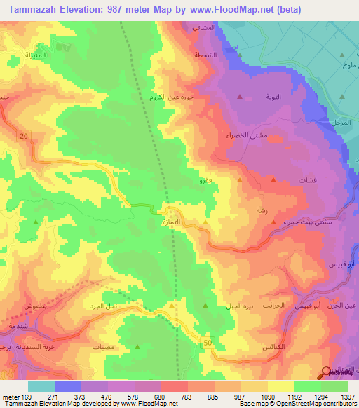 Tammazah,Syria Elevation Map