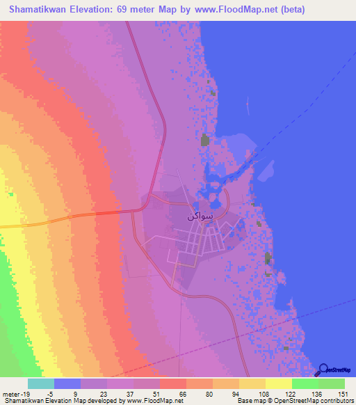 Shamatikwan,Sudan Elevation Map