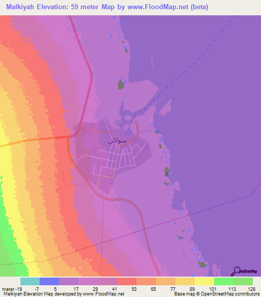 Malkiyah,Sudan Elevation Map