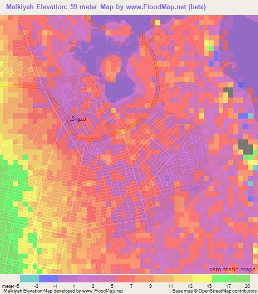 Malkiyah,Sudan Elevation Map