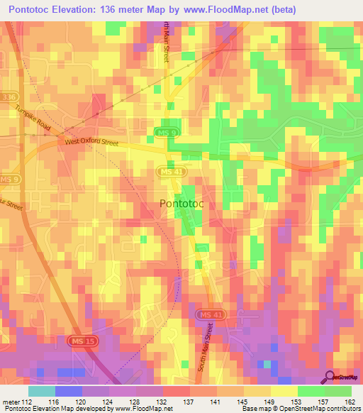 Pontotoc,US Elevation Map