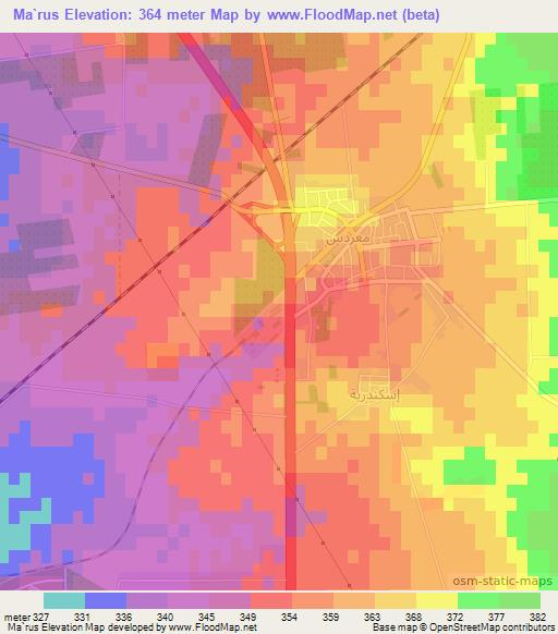 Ma`rus,Syria Elevation Map