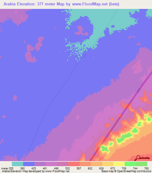 Arabia,Kenya Elevation Map