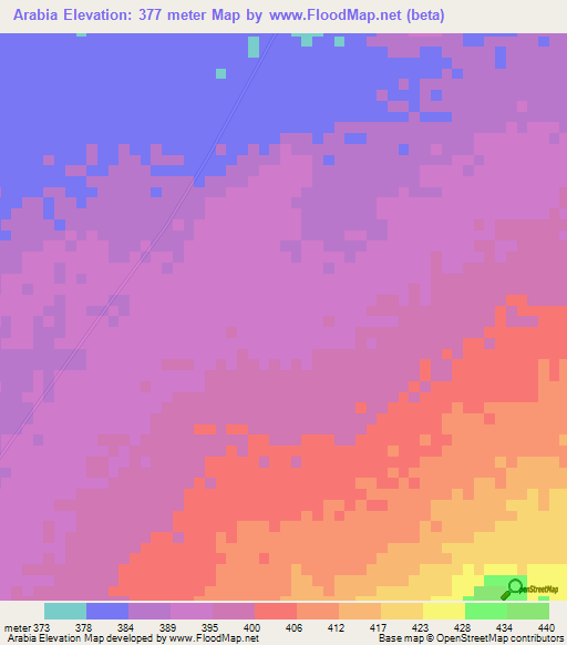 Arabia,Kenya Elevation Map