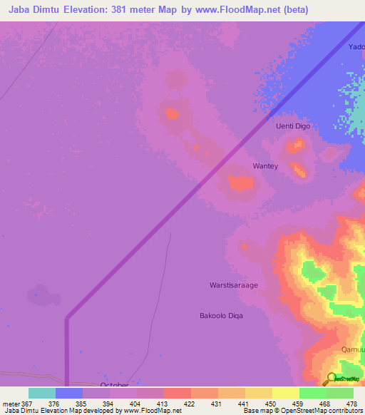 Jaba Dimtu,Kenya Elevation Map
