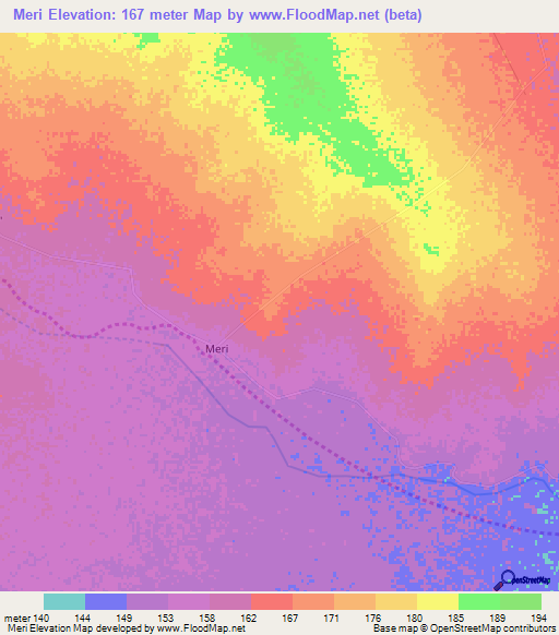 Meri,Kenya Elevation Map