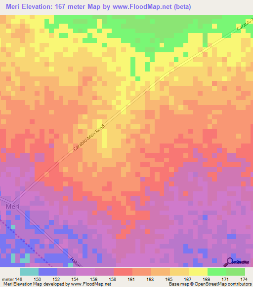 Meri,Kenya Elevation Map