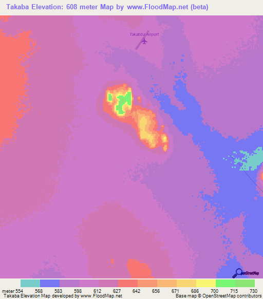 Takaba,Kenya Elevation Map