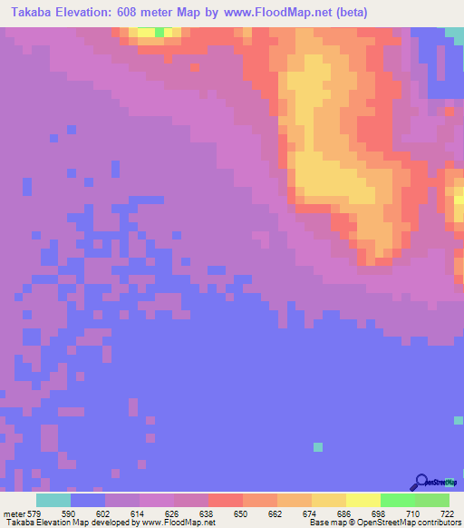 Takaba,Kenya Elevation Map