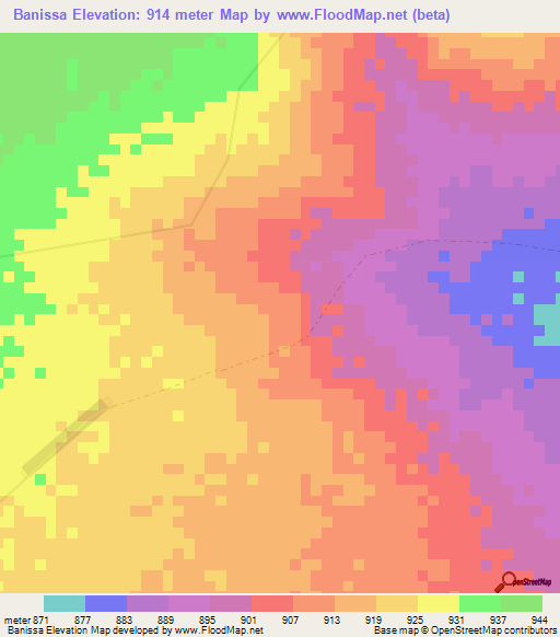 Banissa,Kenya Elevation Map
