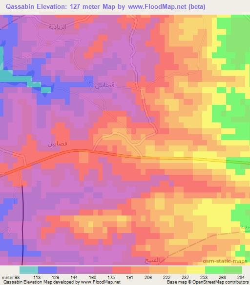 Qassabin,Syria Elevation Map