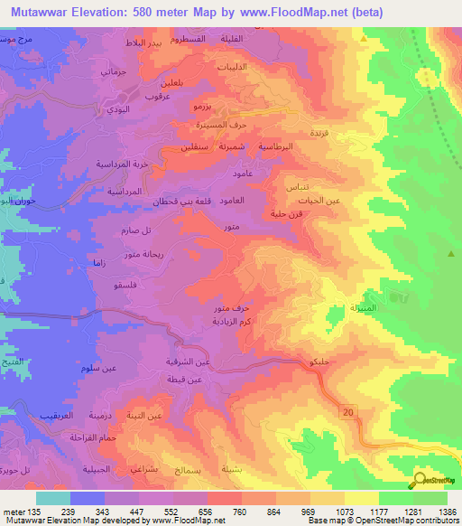 Mutawwar,Syria Elevation Map
