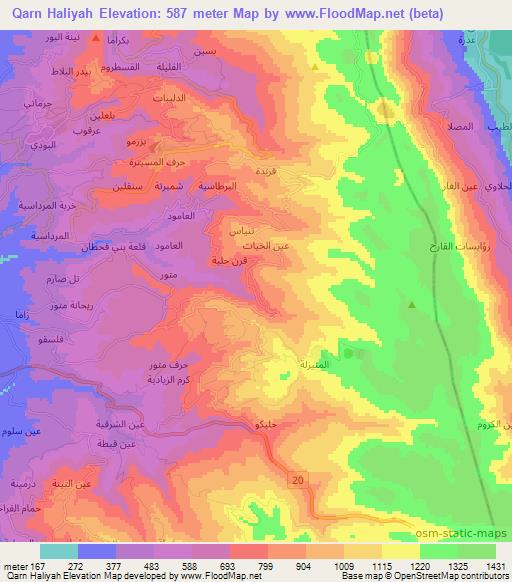 Qarn Haliyah,Syria Elevation Map