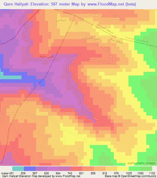 Qarn Haliyah,Syria Elevation Map