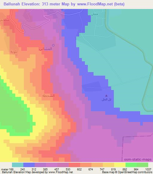 Ballunah,Syria Elevation Map