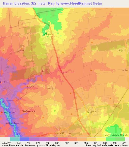 Hanan,Syria Elevation Map