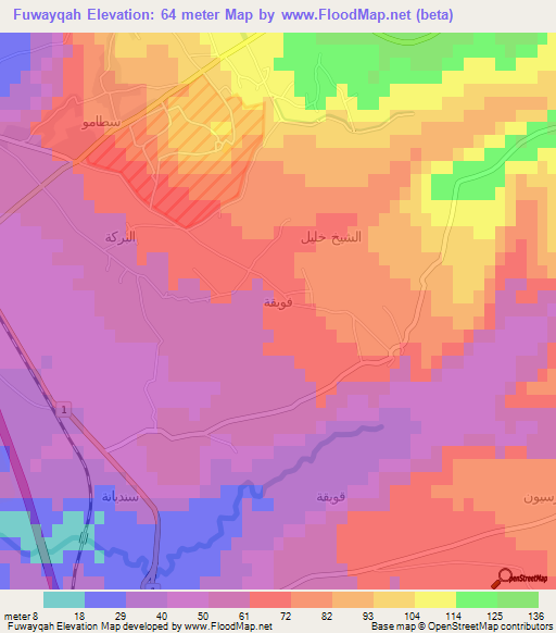 Fuwayqah,Syria Elevation Map
