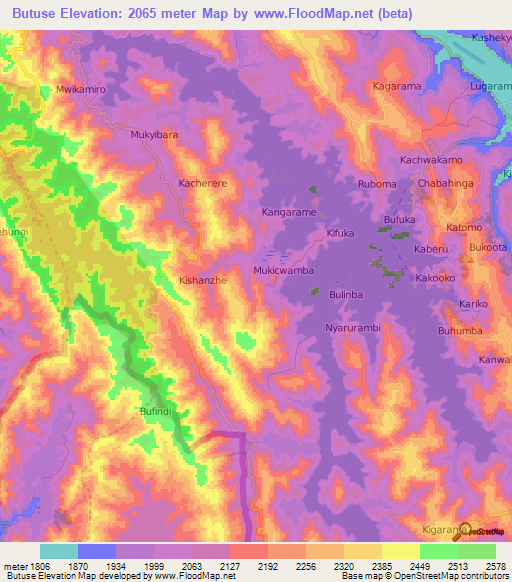 Butuse,Uganda Elevation Map