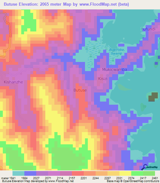 Butuse,Uganda Elevation Map