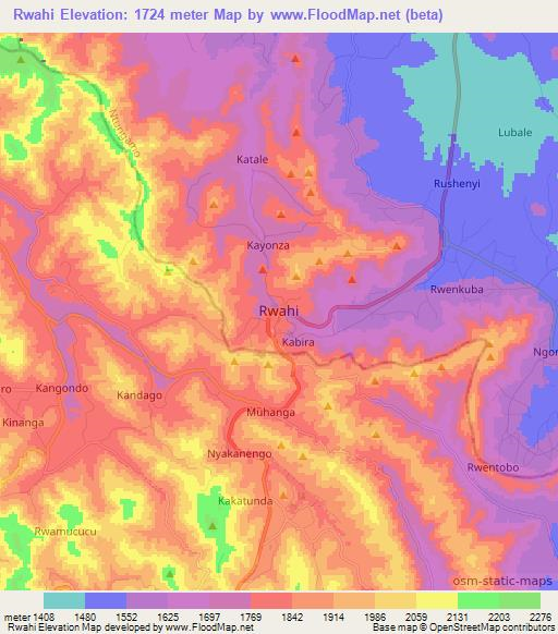 Rwahi,Uganda Elevation Map