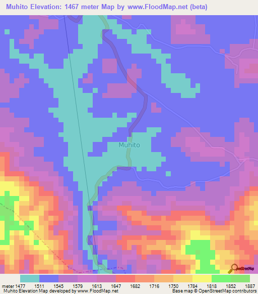 Muhito,Uganda Elevation Map
