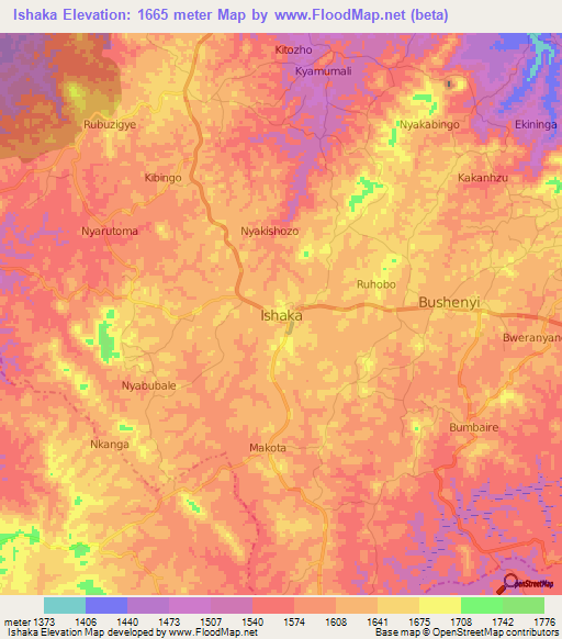 Ishaka,Uganda Elevation Map