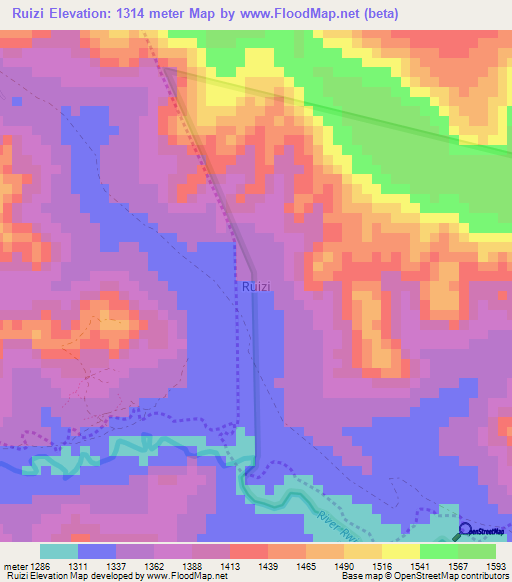 Ruizi,Uganda Elevation Map