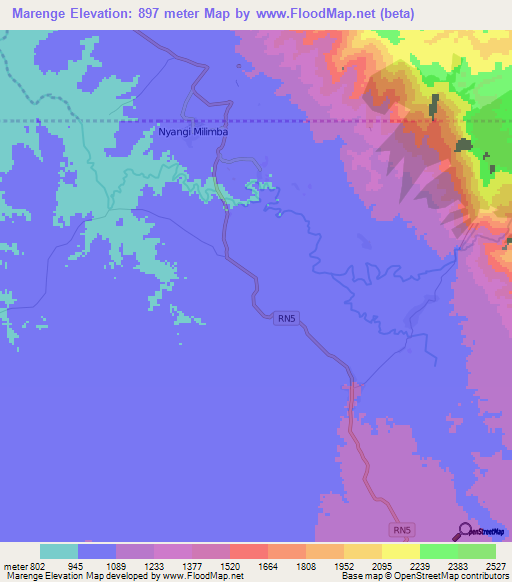 Marenge,Congo (Kinshasa) Elevation Map