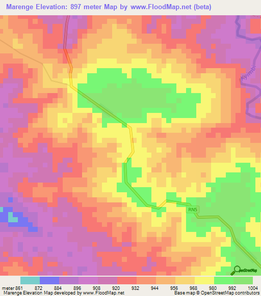 Marenge,Congo (Kinshasa) Elevation Map
