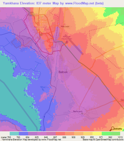 Yamkhana,Azerbaijan Elevation Map
