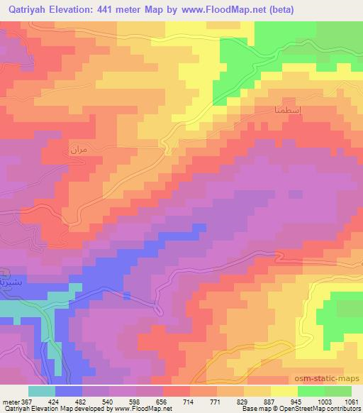 Qatriyah,Syria Elevation Map