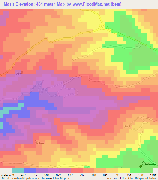 Masit,Syria Elevation Map