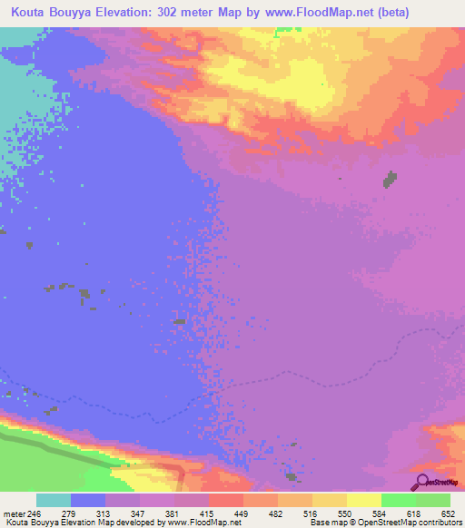 Kouta Bouyya,Djibouti Elevation Map