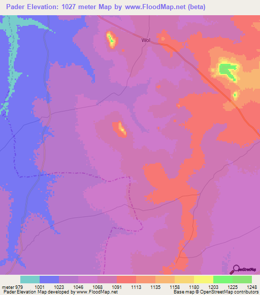 Pader,Uganda Elevation Map