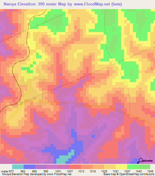Nwoya,Uganda Elevation Map