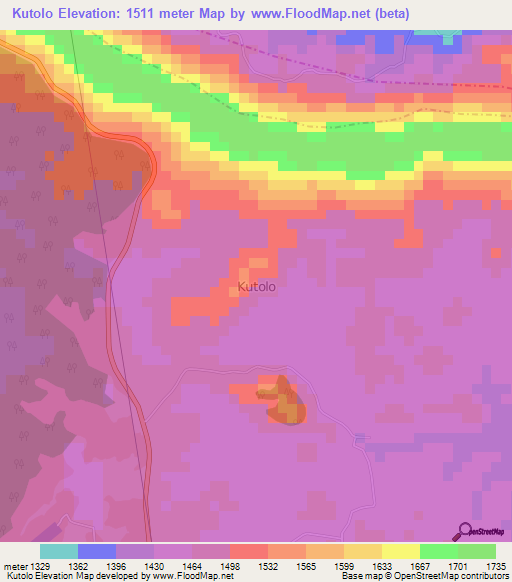 Kutolo,Uganda Elevation Map