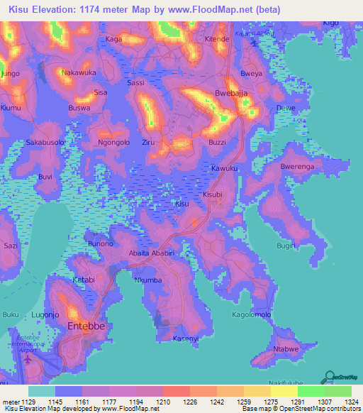 Kisu,Uganda Elevation Map