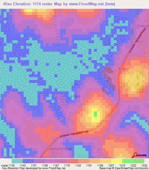 Kisu,Uganda Elevation Map