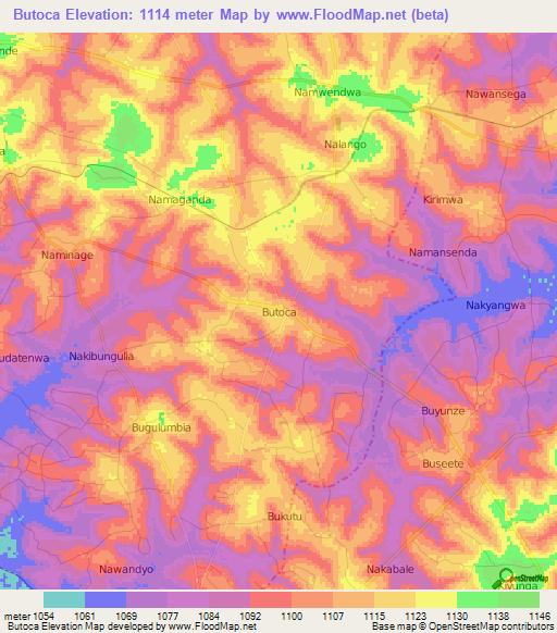 Butoca,Uganda Elevation Map