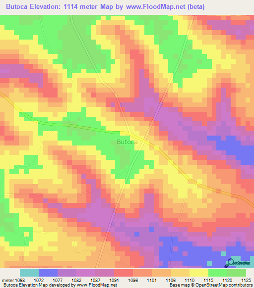Butoca,Uganda Elevation Map