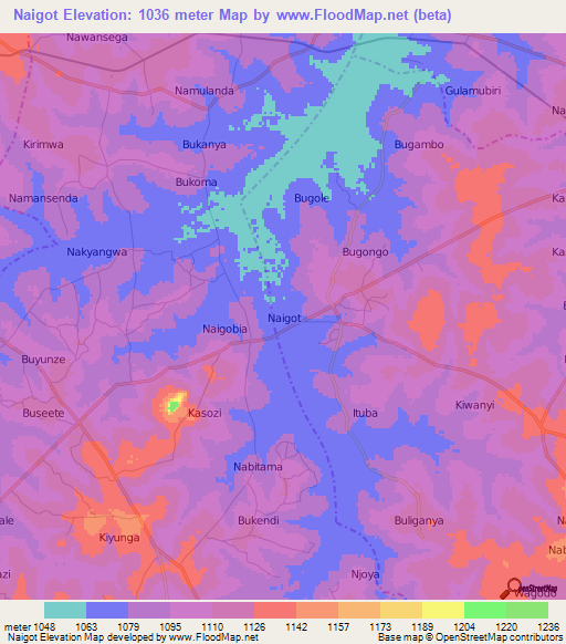 Naigot,Uganda Elevation Map