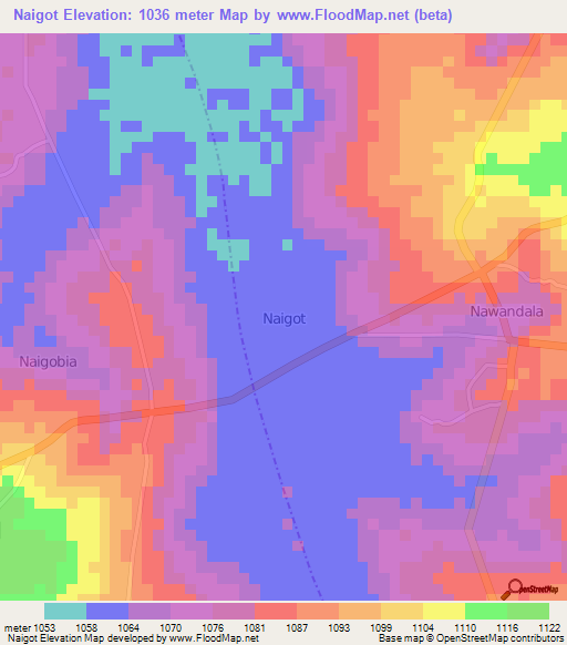 Naigot,Uganda Elevation Map
